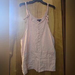 Blush Pink Button-Front Tie-Shoulder Shorts